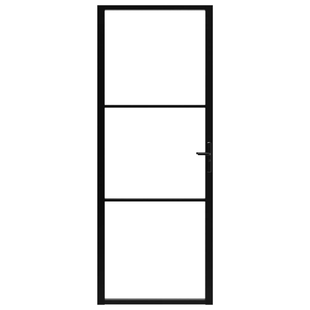 vidaXL Innentür ESG Glas und Aluminium 76x201,5 cm Schwarz