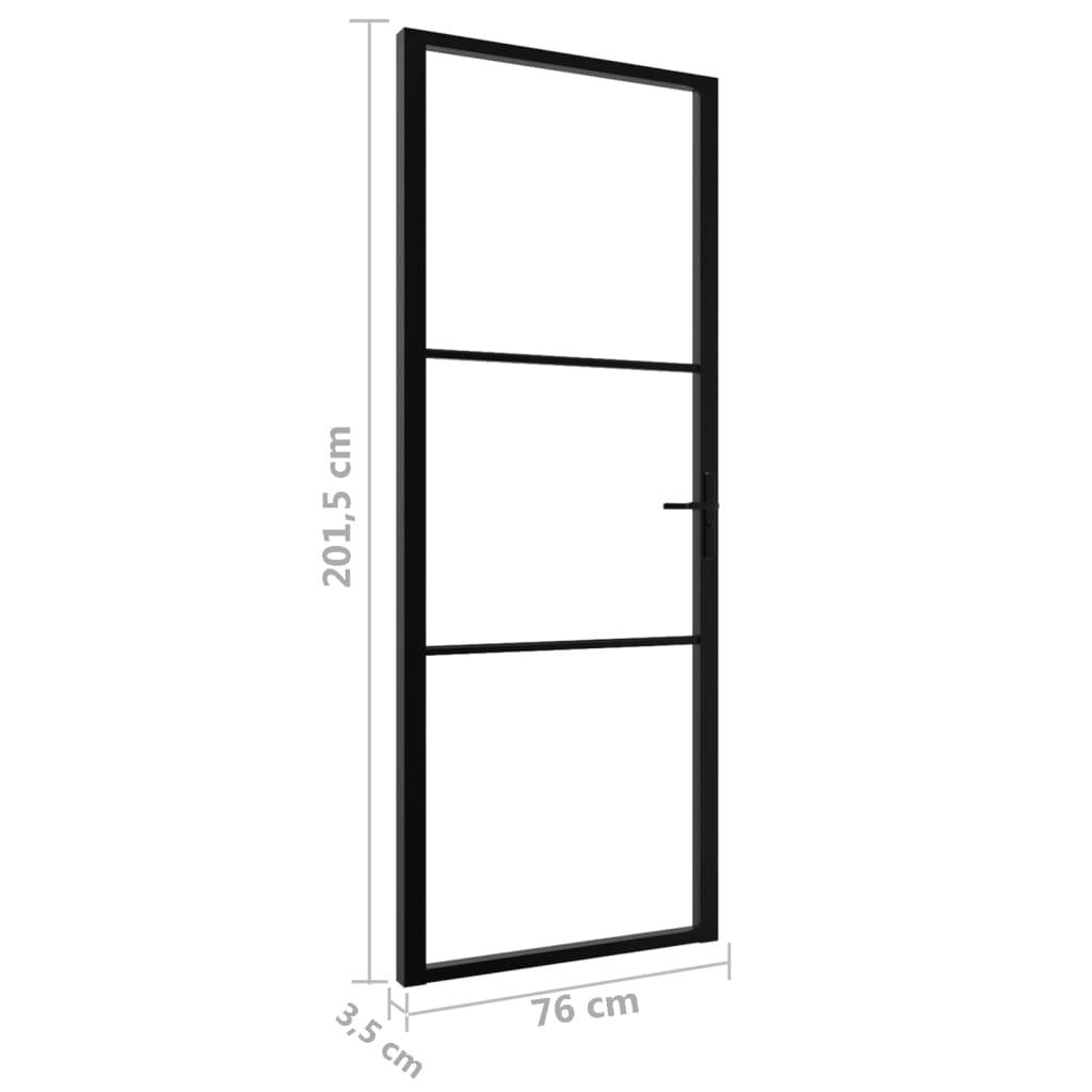 vidaXL Innentür ESG Glas und Aluminium 76x201,5 cm Schwarz