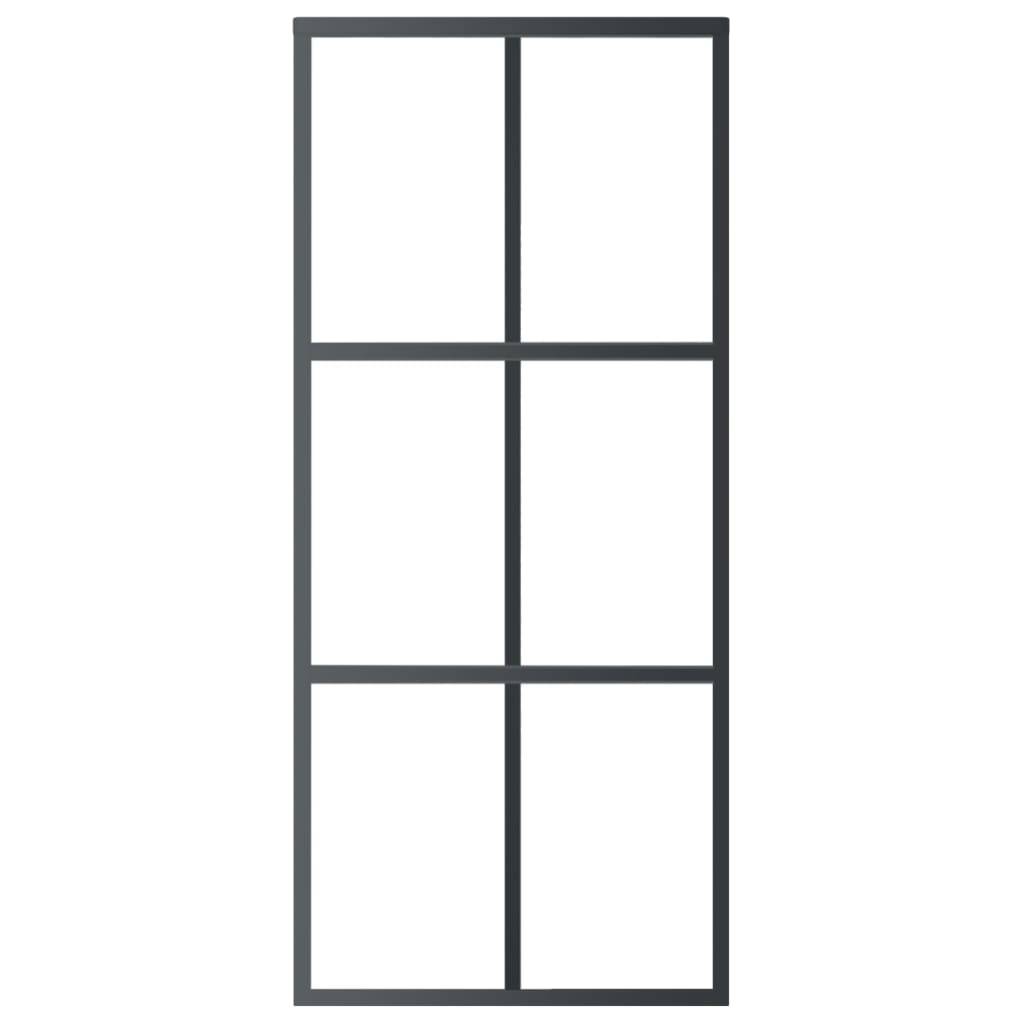 vidaXL Schiebetür ESG-Glas und Aluminium 90x205 cm Schwarz