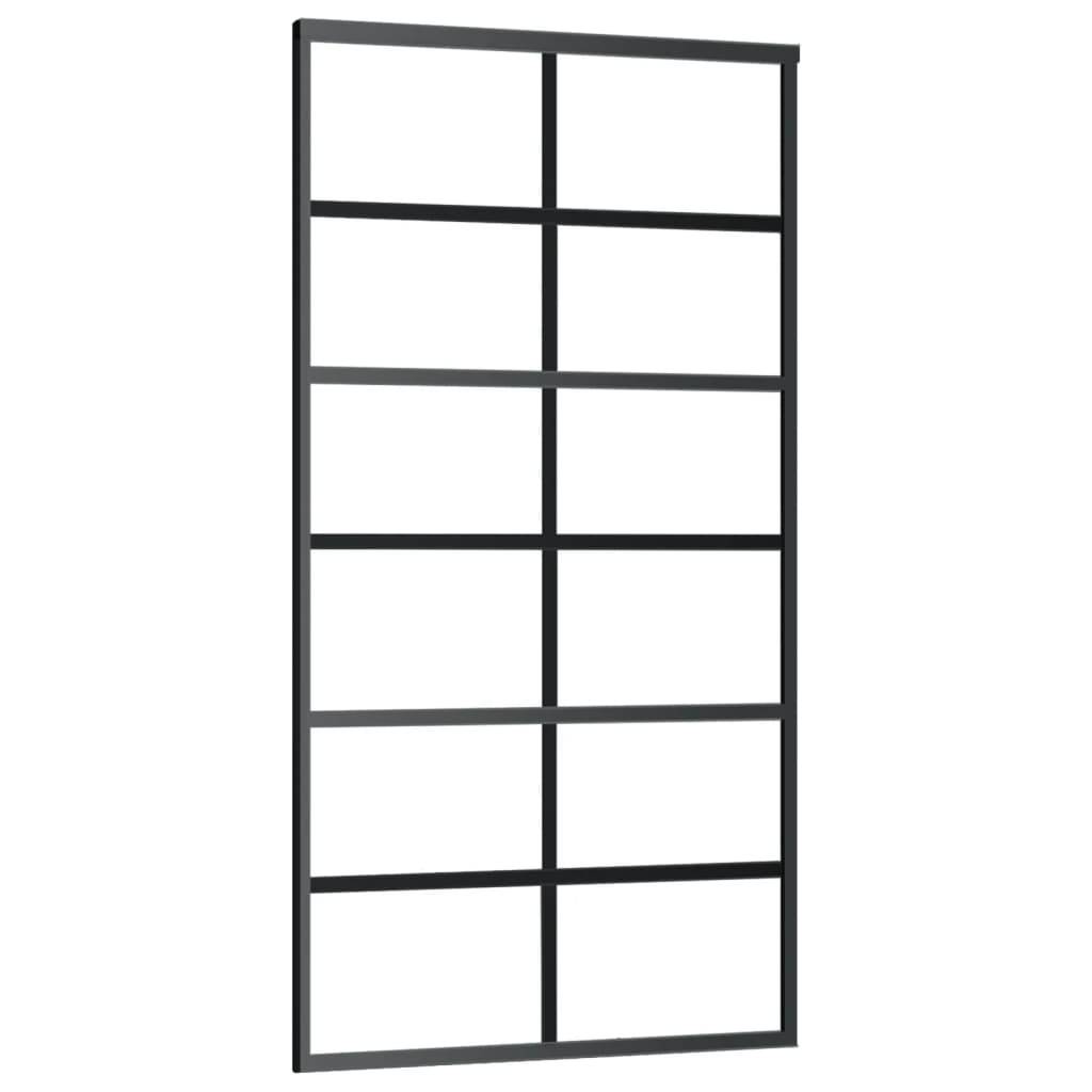 vidaXL Schiebetür ESG-Glas und Aluminium 102x205 cm Schwarz