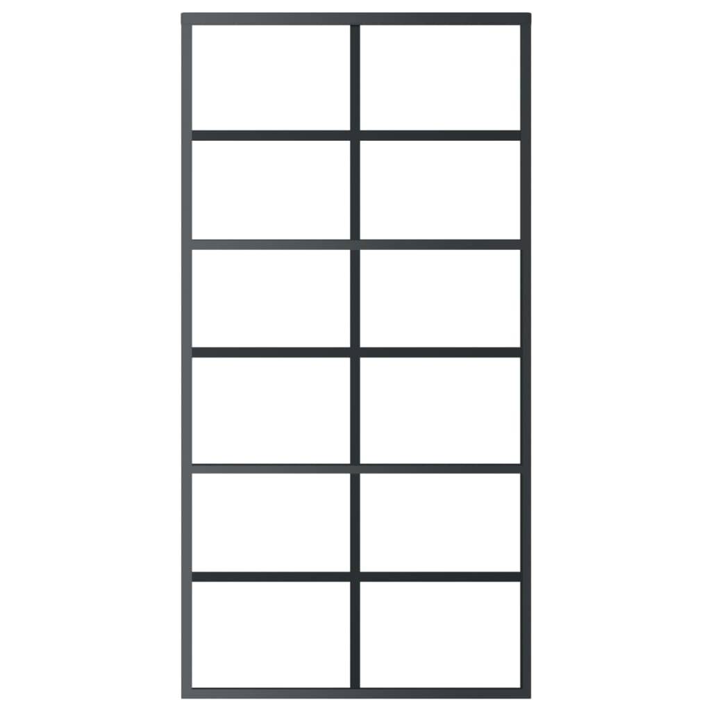 vidaXL Schiebetür ESG-Glas und Aluminium 102x205 cm Schwarz