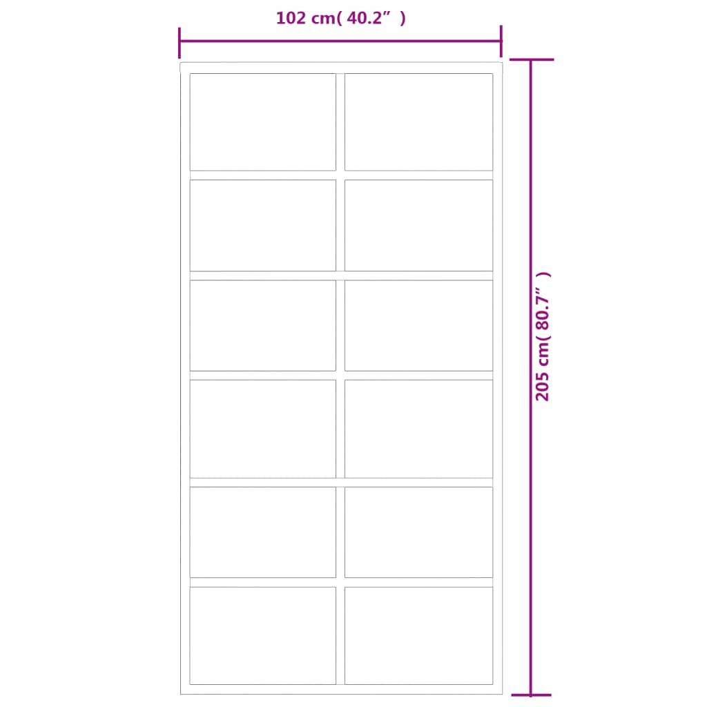 vidaXL Schiebetür ESG-Glas und Aluminium 102x205 cm Schwarz