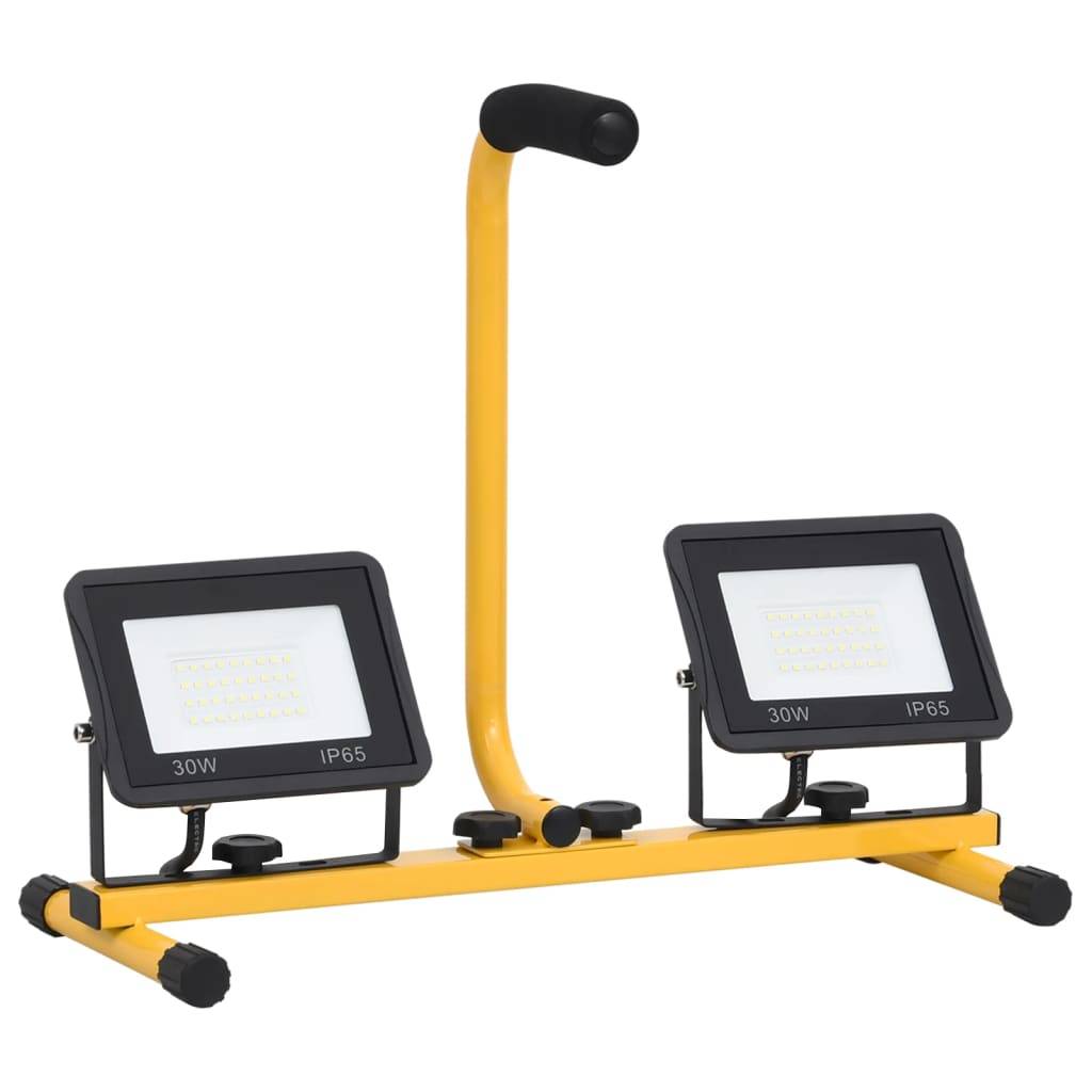 vidaXL LED-Fluter mit Handgriff 2x30 W Warmweiß