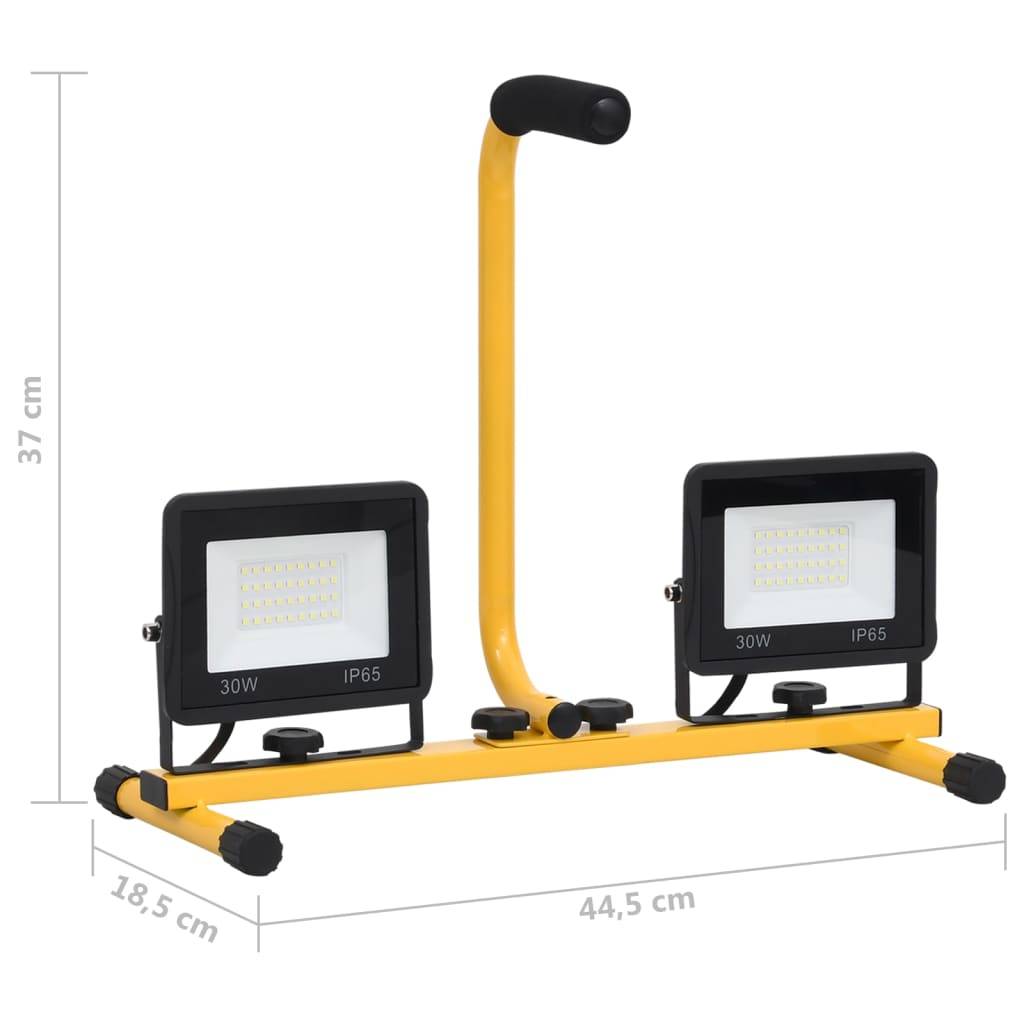 vidaXL LED-Fluter mit Handgriff 2x30 W Warmweiß