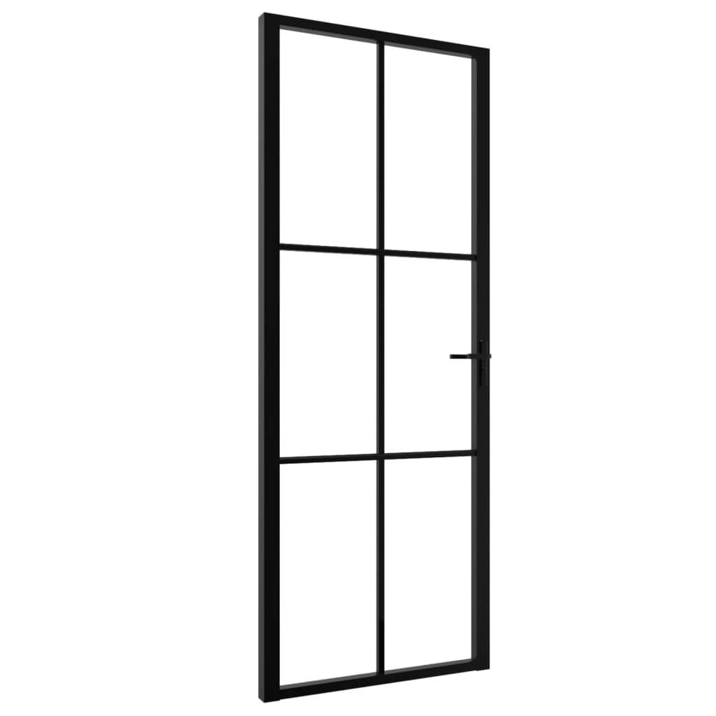 vidaXL Innentür ESG Glas und Aluminium 76x201,5 cm Schwarz