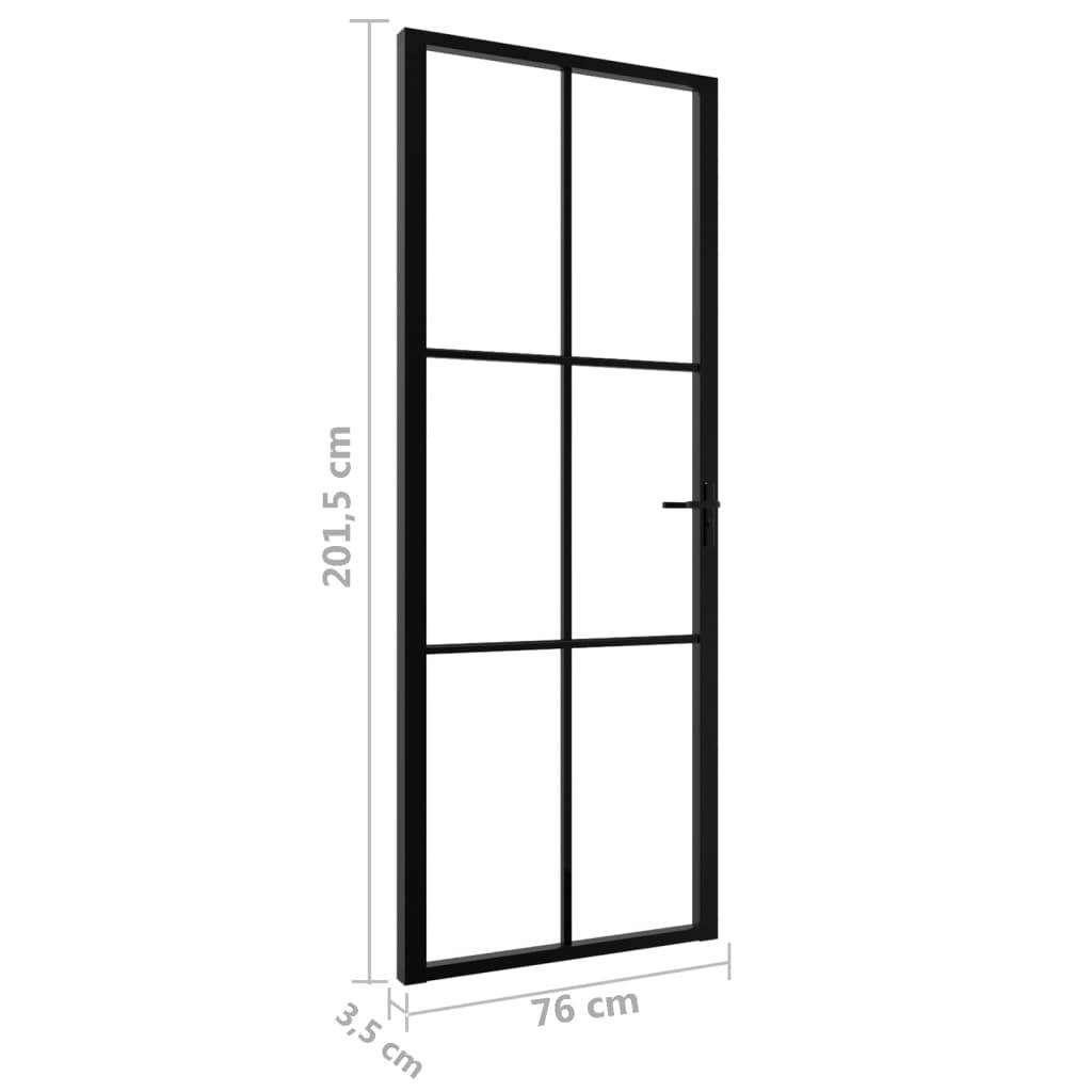 vidaXL Innentür ESG Glas und Aluminium 76x201,5 cm Schwarz