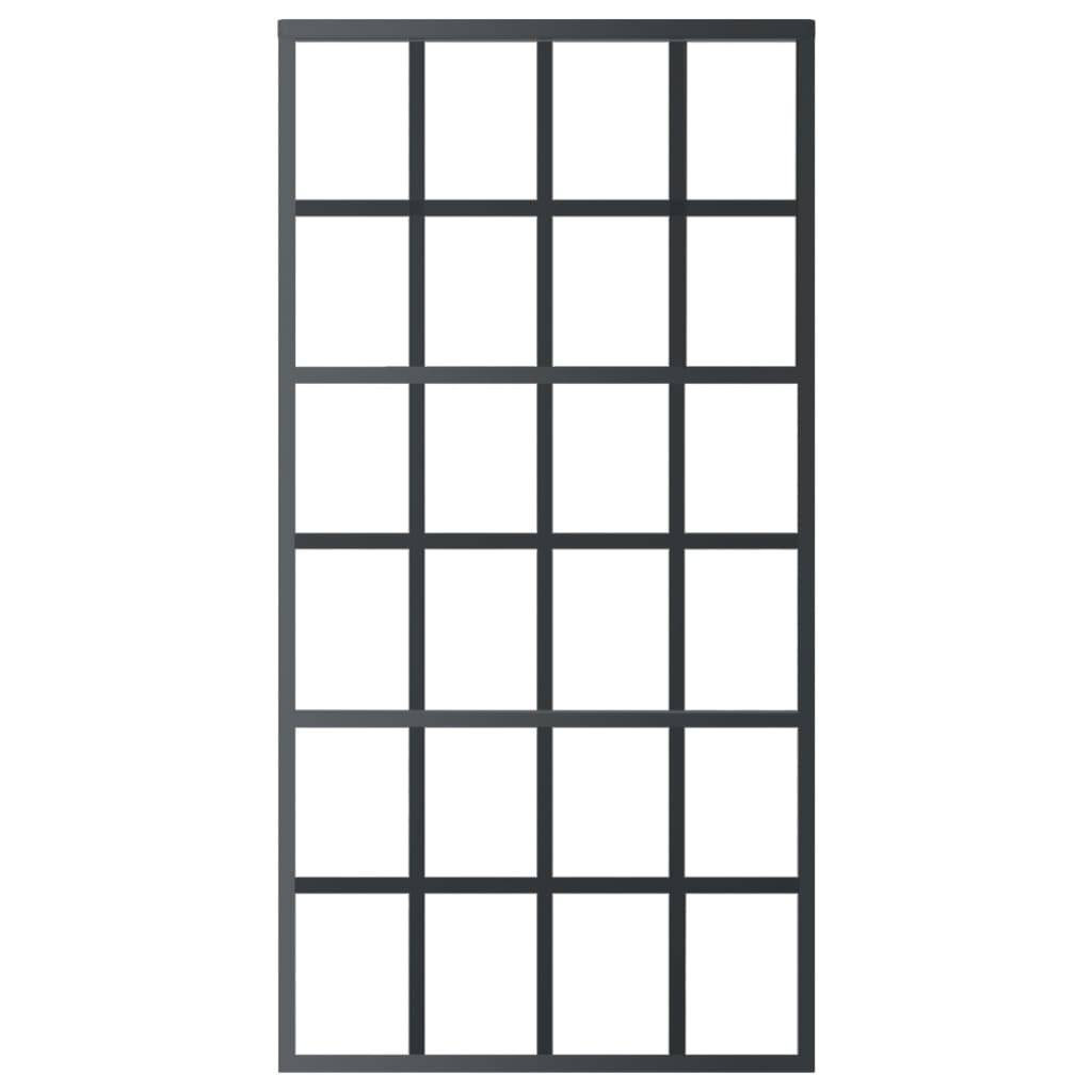 vidaXL Schiebetür ESG-Glas und Aluminium 102x205 cm Schwarz