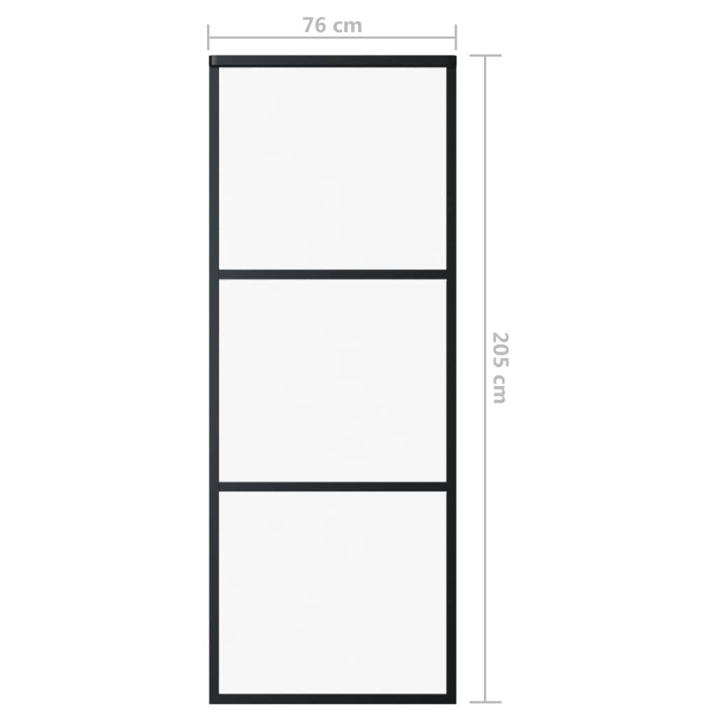 vidaXL Schiebetür ESG-Glas und Aluminium 76x205 cm Schwarz