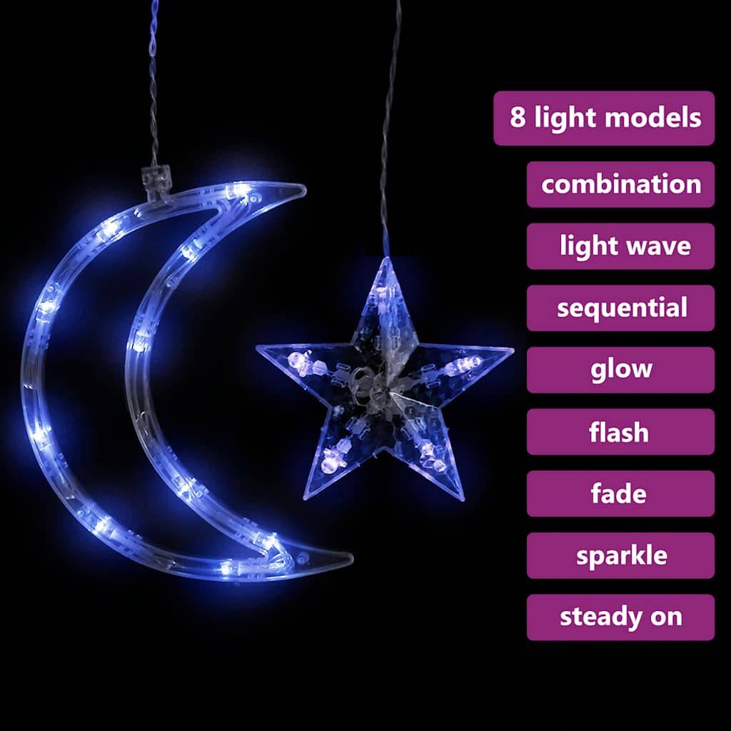 vidaXL Lichterketten Stern und Mond Fernbedienung 345 LED Blau
