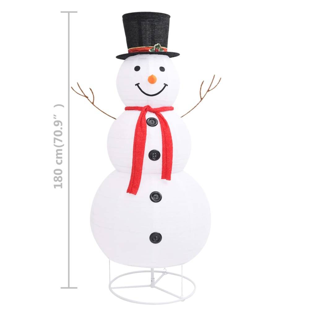 vidaXL LED-Schneemann Weihnachtsfigur Luxus-Stoff 180 cm