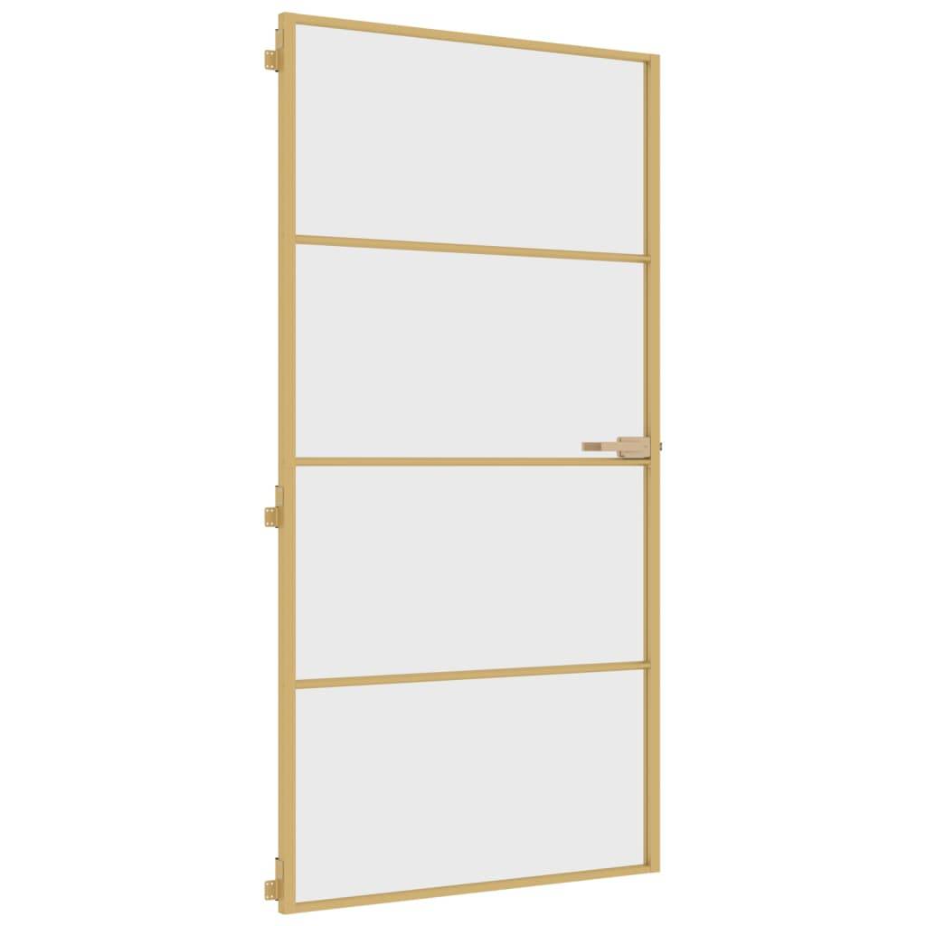 vidaXL Innentür Schlank Golden 102,5x201,5 cm Hartglas und Aluminium