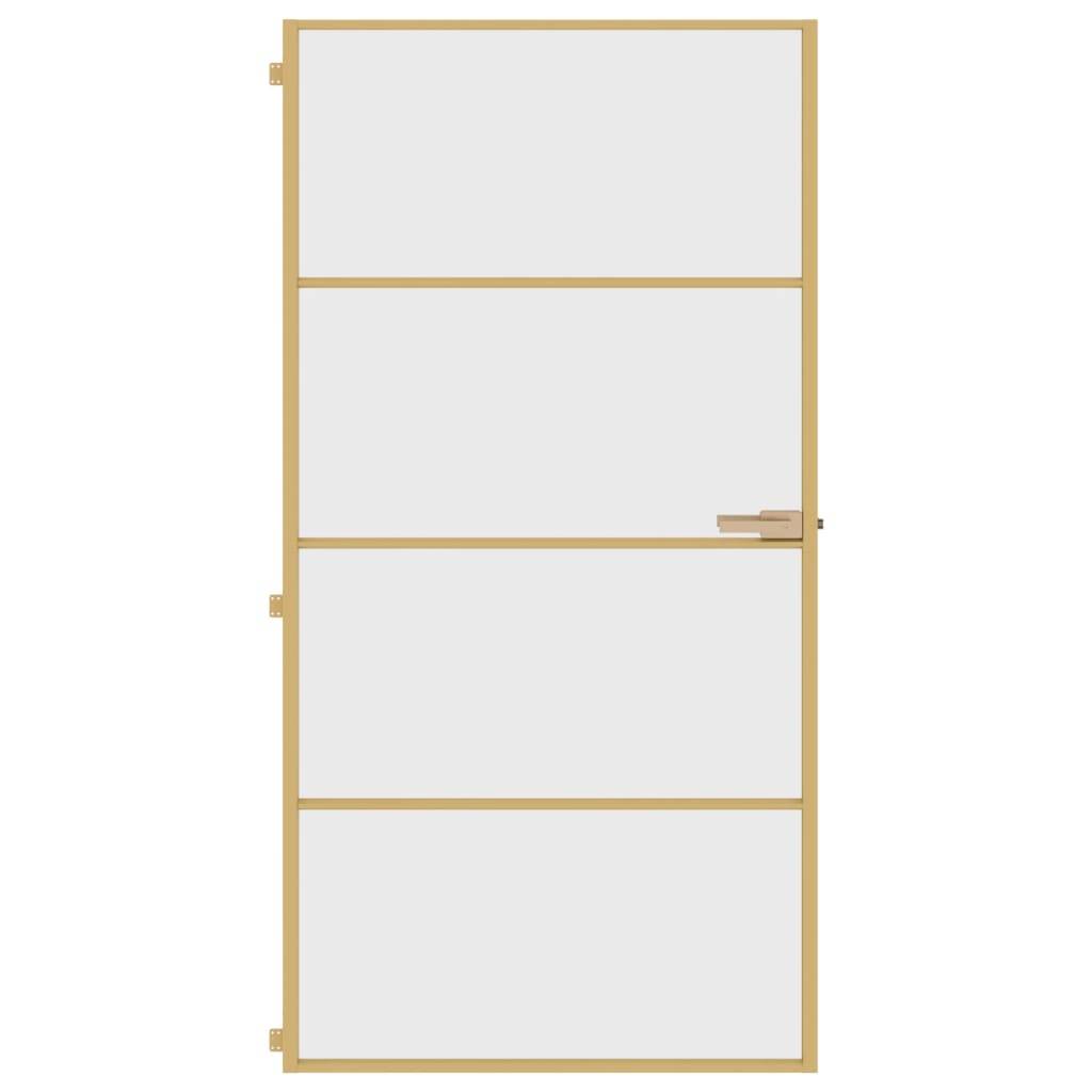vidaXL Innentür Schlank Golden 102,5x201,5 cm Hartglas und Aluminium