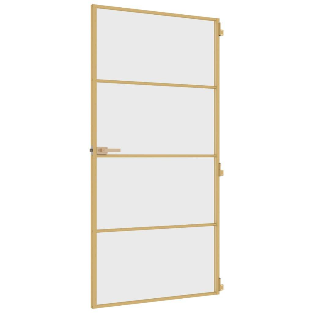 vidaXL Innentür Schlank Golden 102,5x201,5 cm Hartglas und Aluminium
