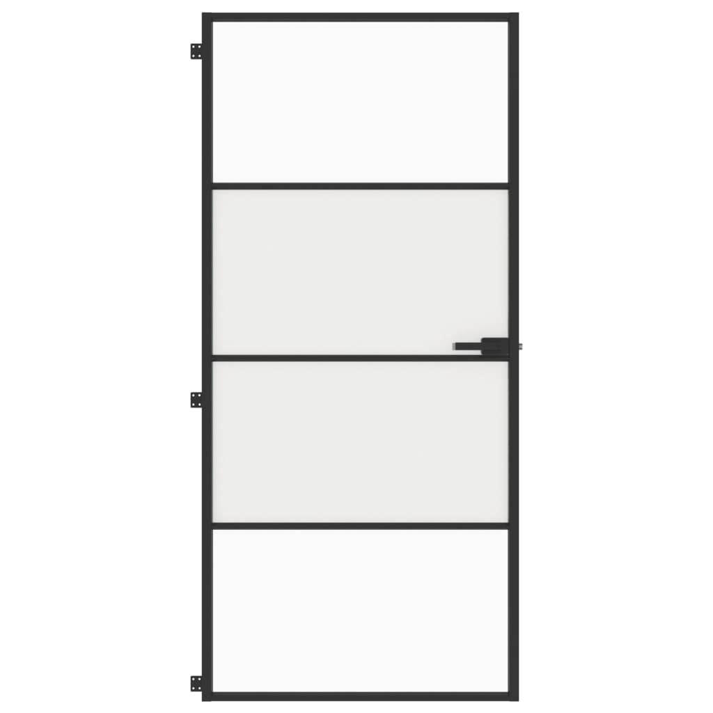 vidaXL Innentür Schlank Schwarz 93x201,5 cm Hartglas & Aluminium