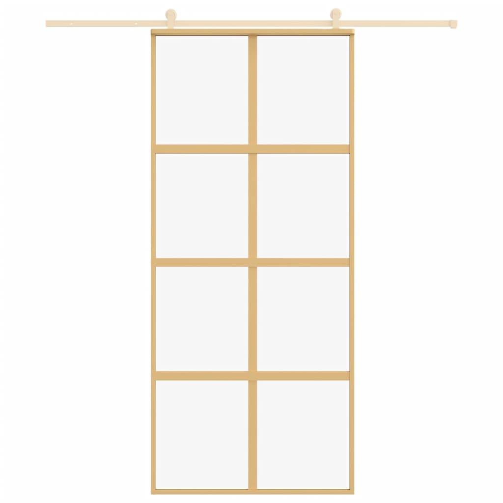 vidaXL Schiebetür Golden 90x205 cm ESG-Klarglas und Aluminium
