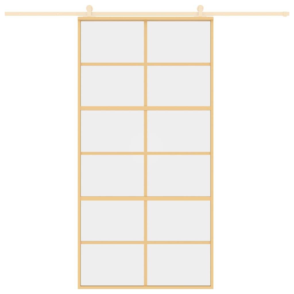 vidaXL Schiebetür Golden 102,5x205 cm ESG-Klarglas und Aluminium