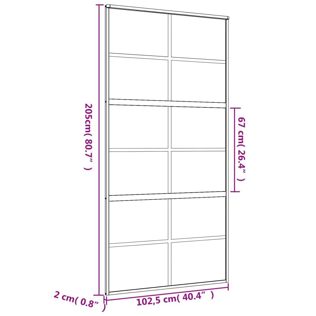 vidaXL Schiebetür Golden 102,5x205 cm ESG-Klarglas und Aluminium