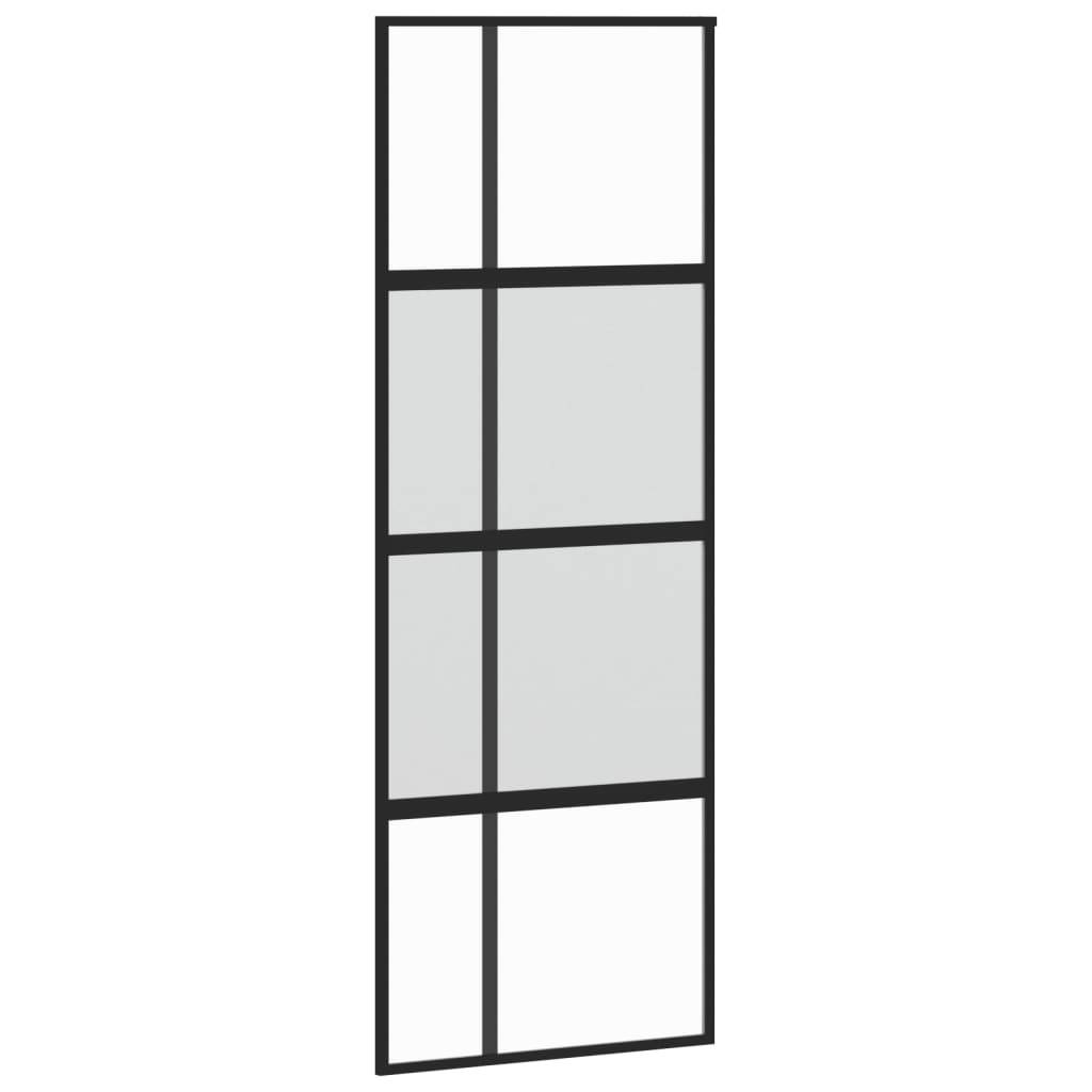 vidaXL Schiebetür Schwarz 76x205 cm Hartglas und Aluminium