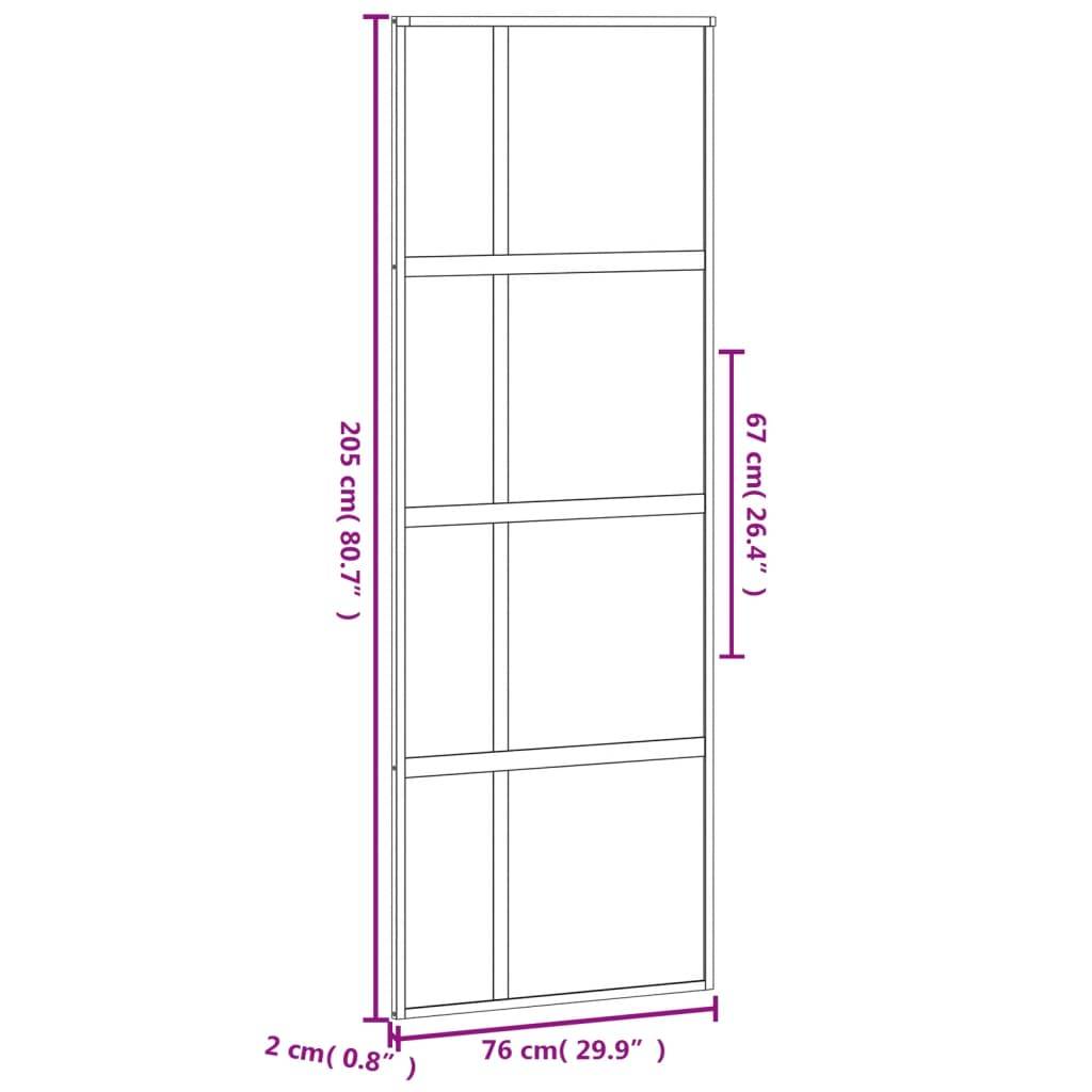 vidaXL Schiebetür Schwarz 76x205 cm Hartglas und Aluminium