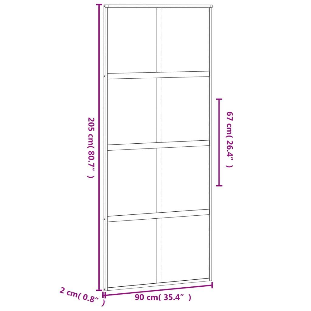 vidaXL Schiebetür Schwarz 90x205 cm Hartglas und Aluminium