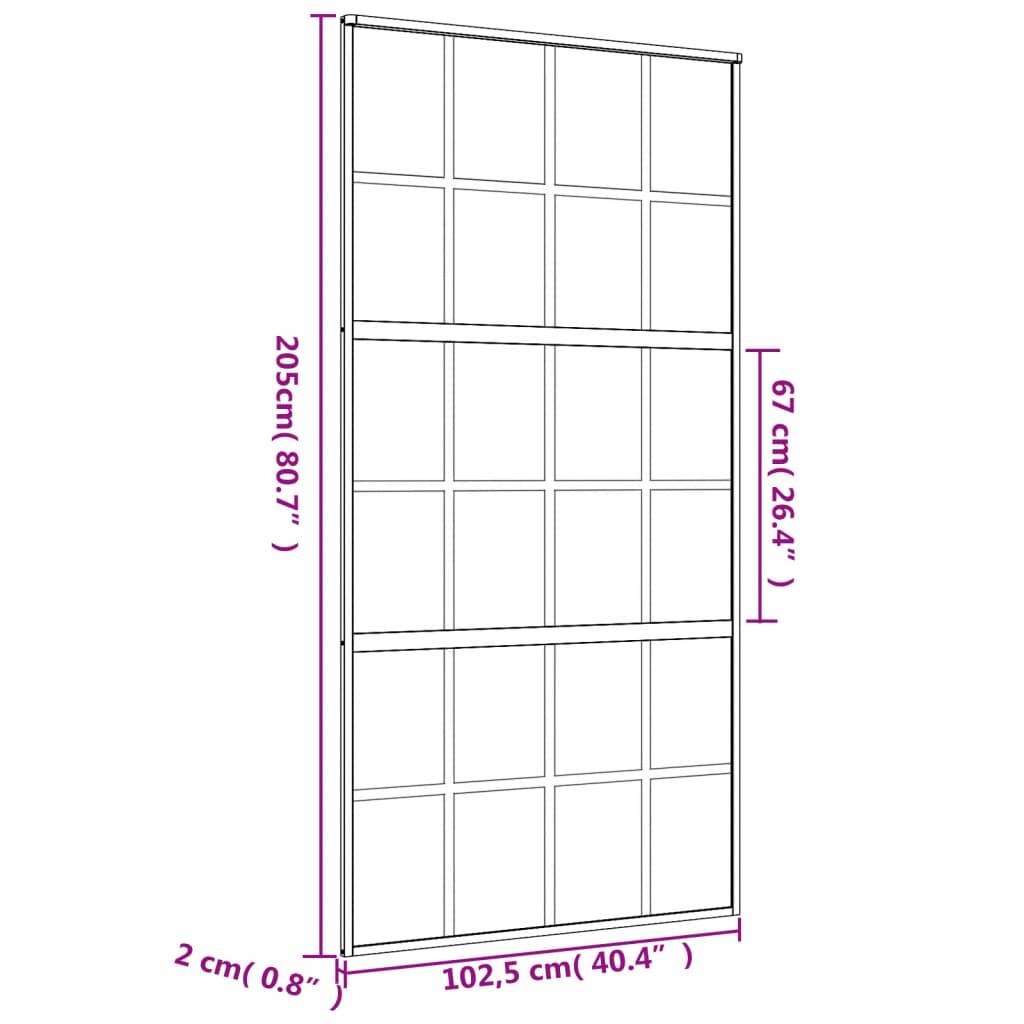 vidaXL Schiebetür Golden 102,5x205 cm ESG-Klarglas und Aluminium