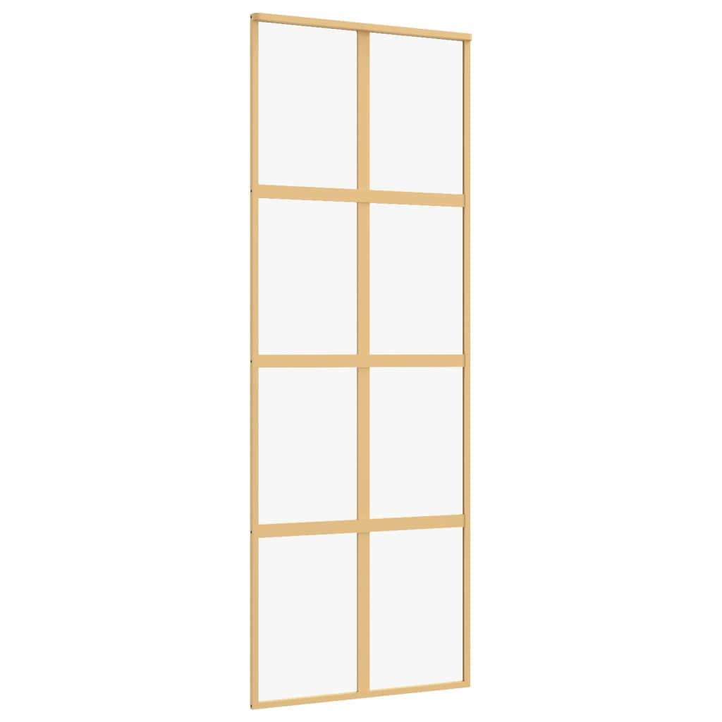 vidaXL Schiebetür Golden 76x205 cm ESG-Klarglas und Aluminium