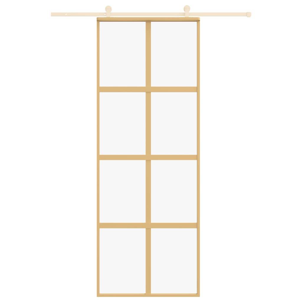 vidaXL Schiebetür Golden 76x205 cm ESG-Klarglas und Aluminium