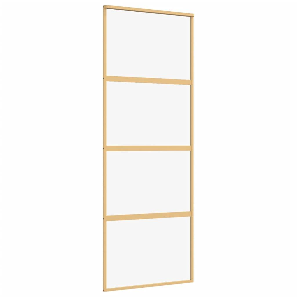 vidaXL Schiebetür Golden 76x205 cm ESG-Klarglas und Aluminium