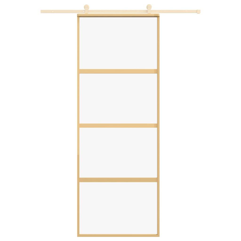 vidaXL Schiebetür Golden 76x205 cm ESG-Klarglas und Aluminium