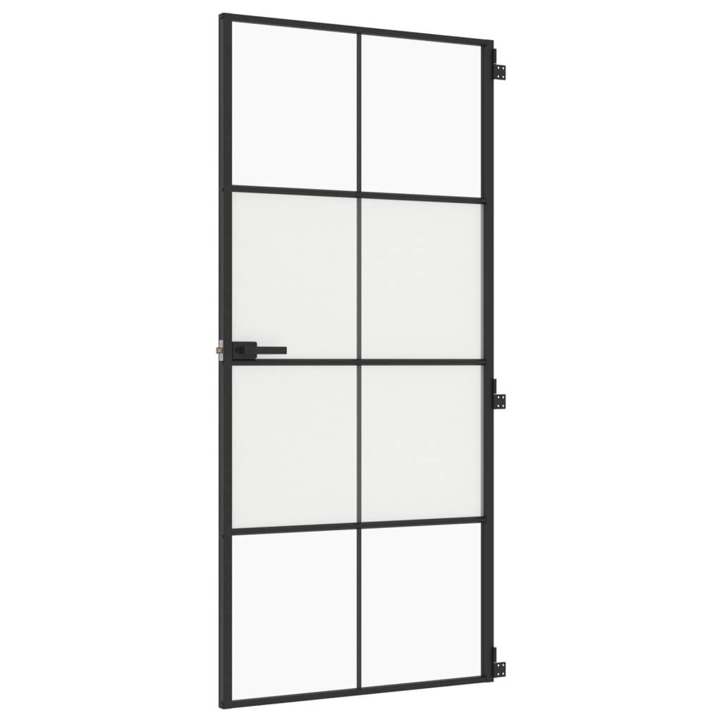 vidaXL Innentür Schlank Schwarz 93x201,5 cm Hartglas & Aluminium