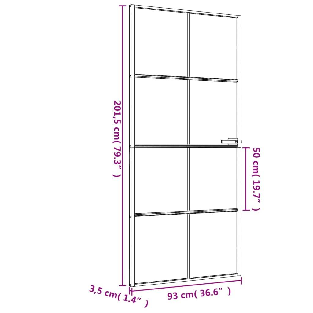 vidaXL Innentür Schlank Schwarz 93x201,5 cm Hartglas & Aluminium