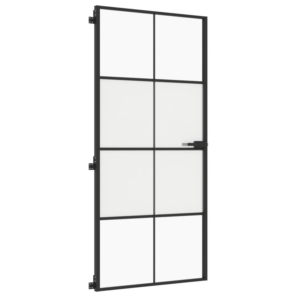 vidaXL Innentür Schlank Schwarz 93x201,5 cm Hartglas & Aluminium