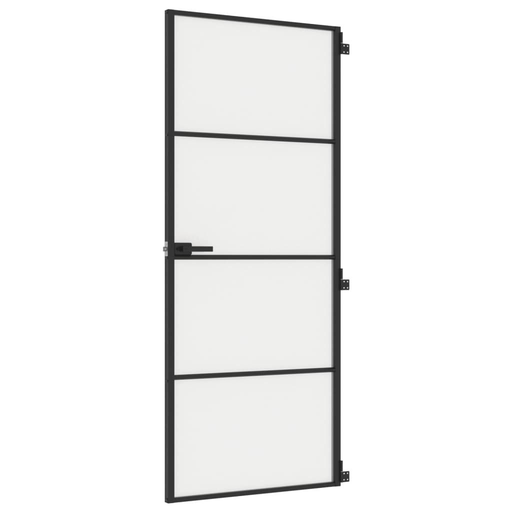 vidaXL Innentür Schlank Schwarz 83x201,5 cm Hartglas & Aluminium