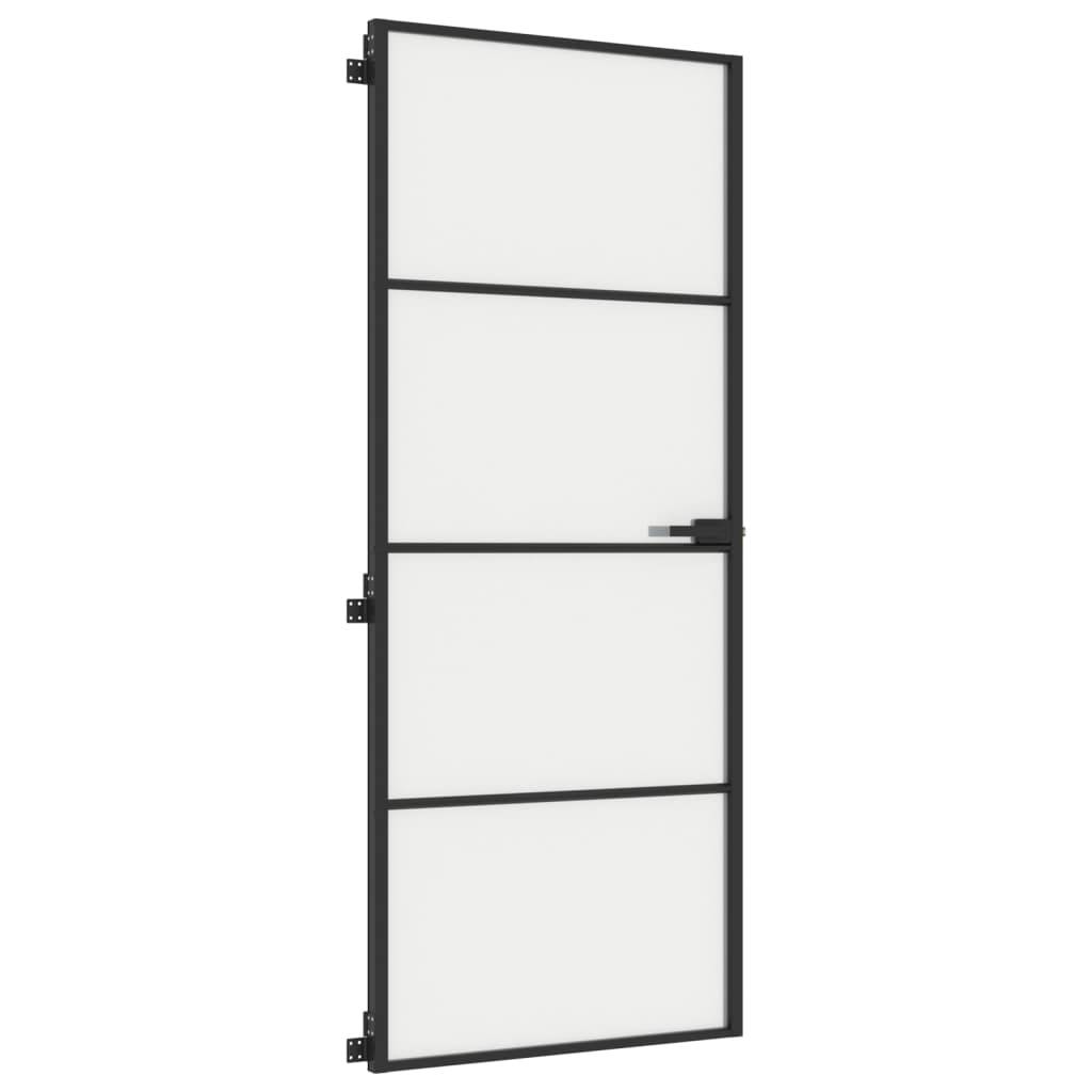 vidaXL Innentür Schlank Schwarz 83x201,5 cm Hartglas & Aluminium