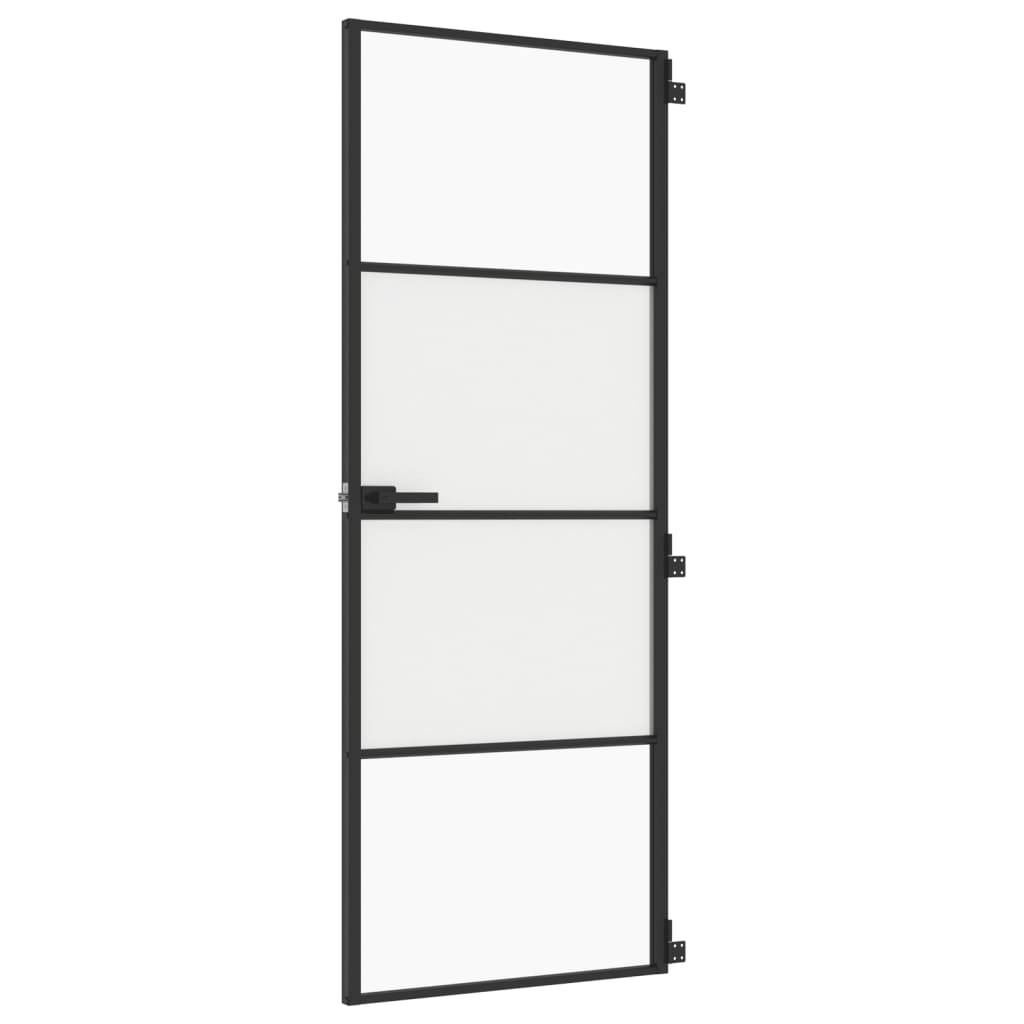 vidaXL Innentür Schlank Schwarz 76x201,5 cm Hartglas und Aluminium