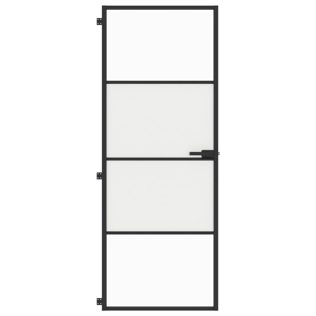 vidaXL Innentür Schlank Schwarz 76x201,5 cm Hartglas und Aluminium