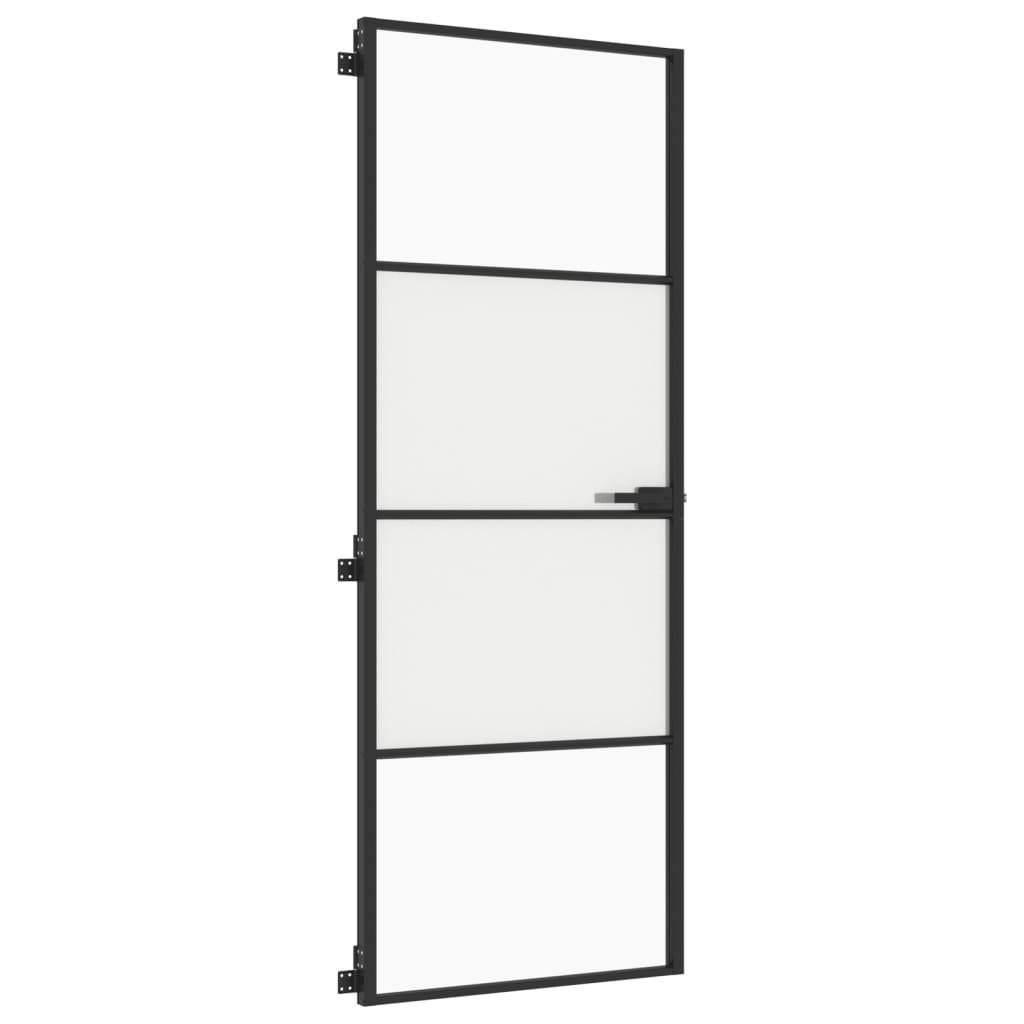 vidaXL Innentür Schlank Schwarz 76x201,5 cm Hartglas und Aluminium