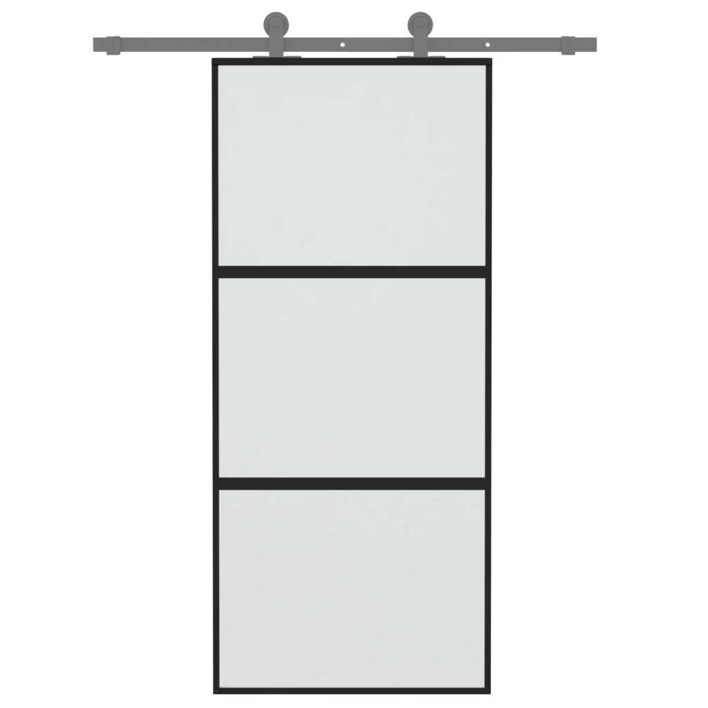 vidaXL Schiebetür Schwarz 90x205 cm Hartglas und Aluminium