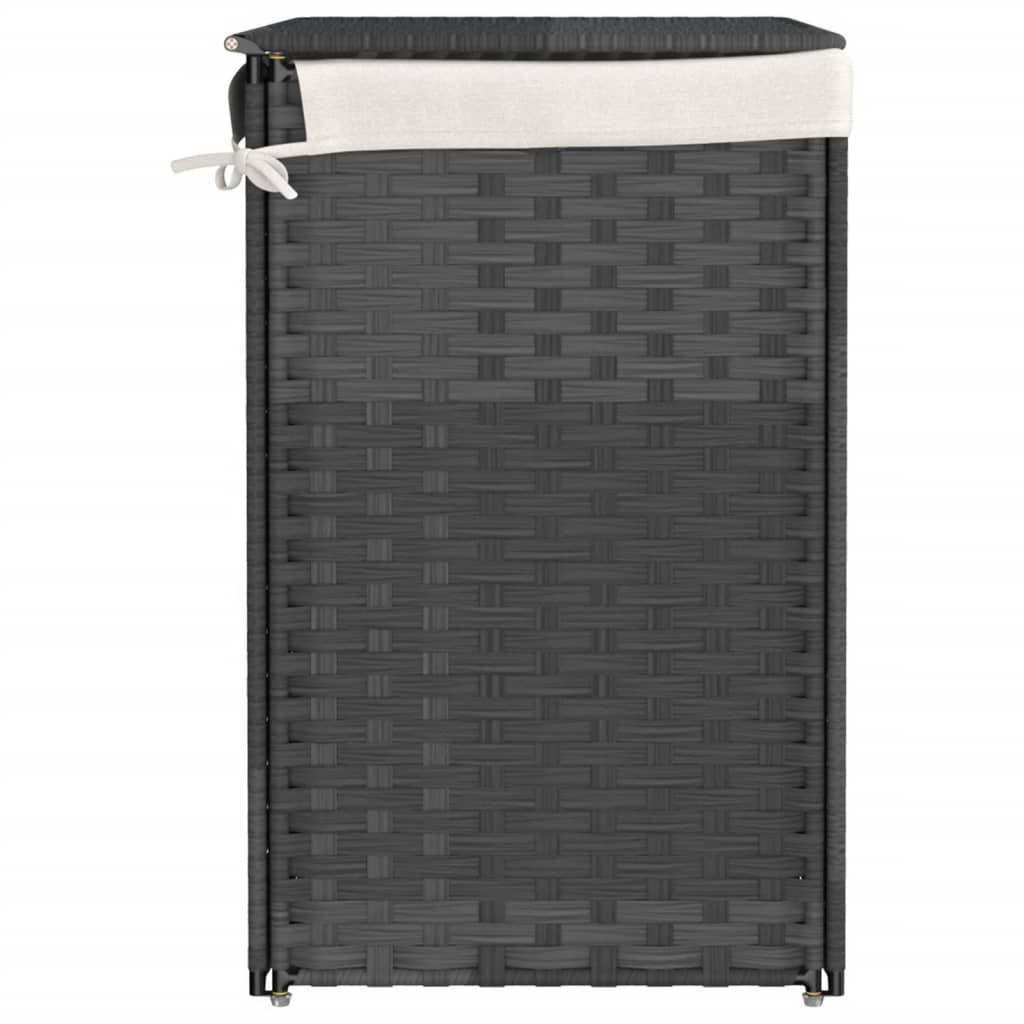 vidaXL Wäschekorb mit 2 Fächern Grau 53x35x57 cm Poly Rattan