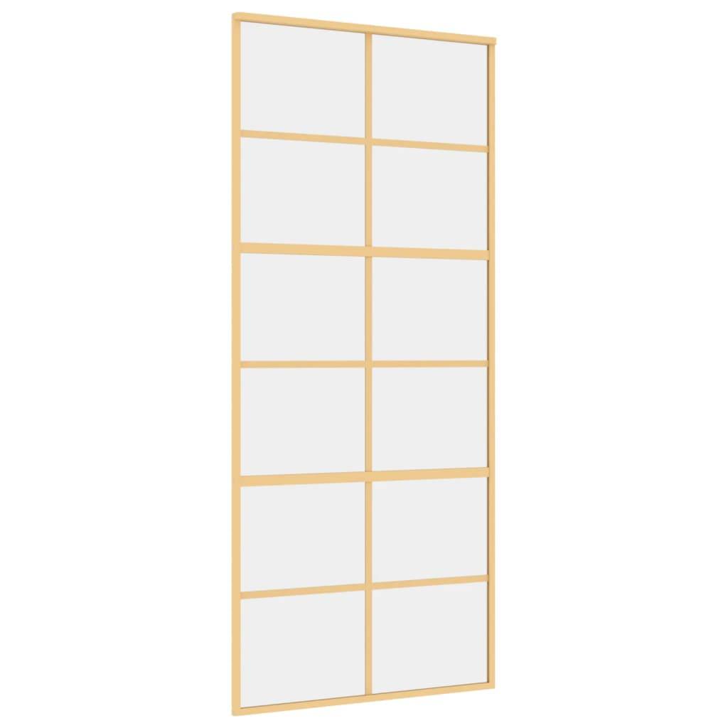 vidaXL Schiebetür Golden 90x205 cm ESG-Klarglas und Aluminium