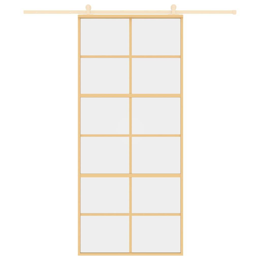vidaXL Schiebetür Golden 90x205 cm ESG-Klarglas und Aluminium
