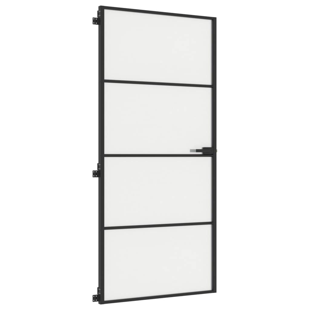 vidaXL Innentür Schlank Schwarz 93x201,5 cm Hartglas & Aluminium