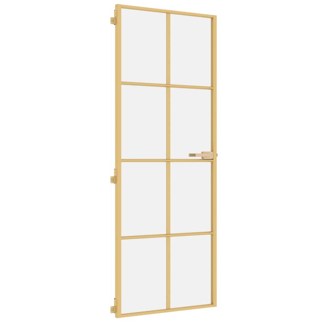 vidaXL Innentür Schlank Golden 76x201,5 cm Hartglas und Aluminium
