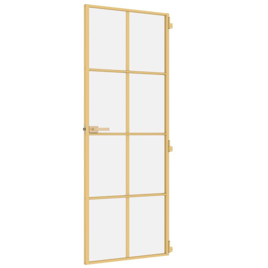 vidaXL Innentür Schlank Golden 76x201,5 cm Hartglas und Aluminium