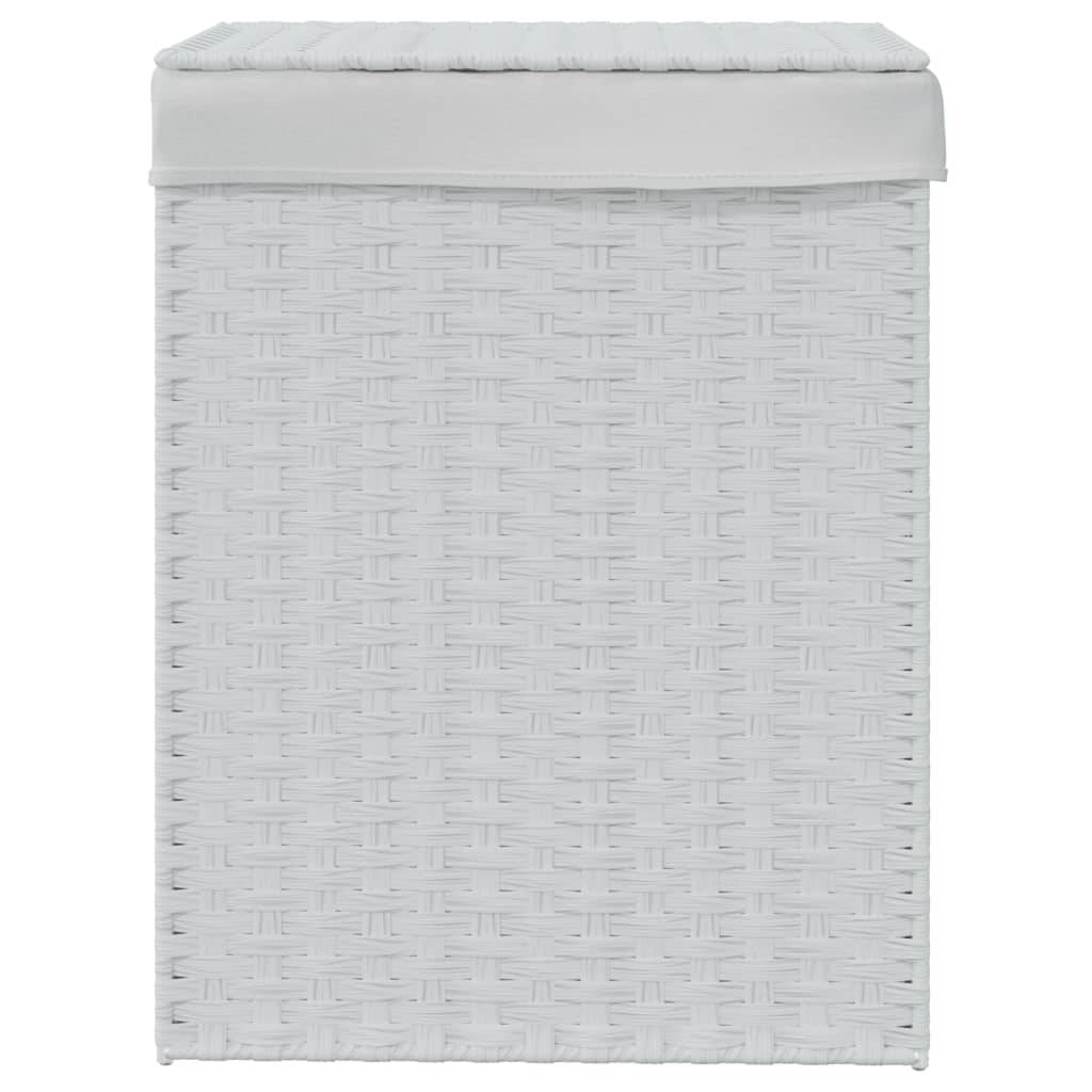 vidaXL Wäschekorb mit Deckel Weiß 46x33x60 cm Poly Rattan
