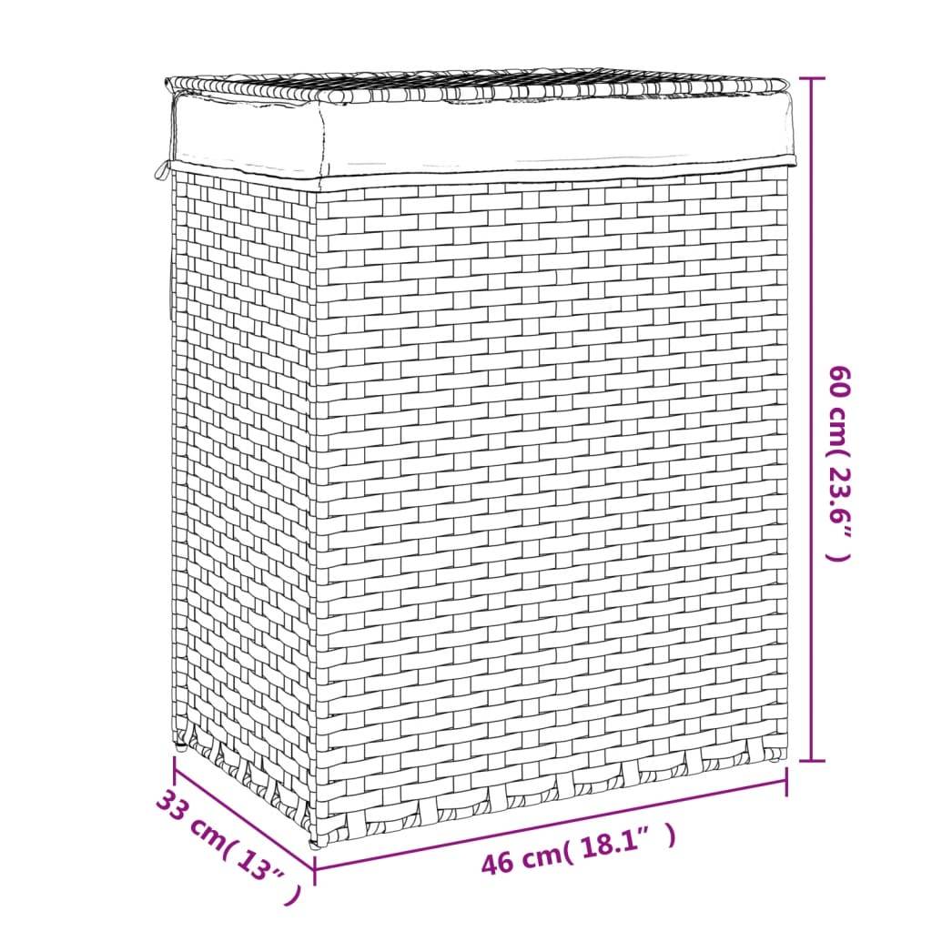 vidaXL Wäschekorb mit Deckel Weiß 46x33x60 cm Poly Rattan