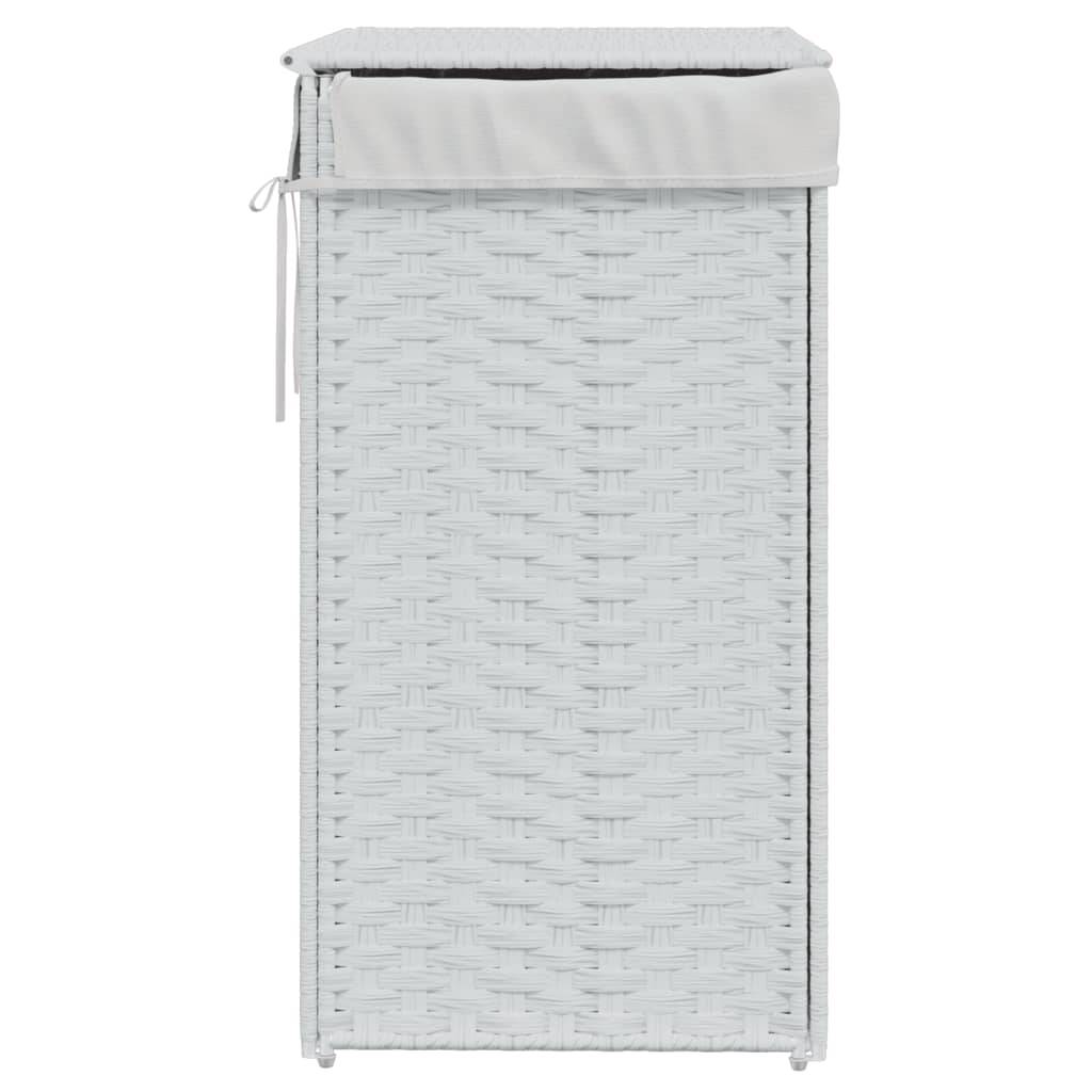 vidaXL Wäschekorb mit Deckel Weiß 46x33x60 cm Poly Rattan