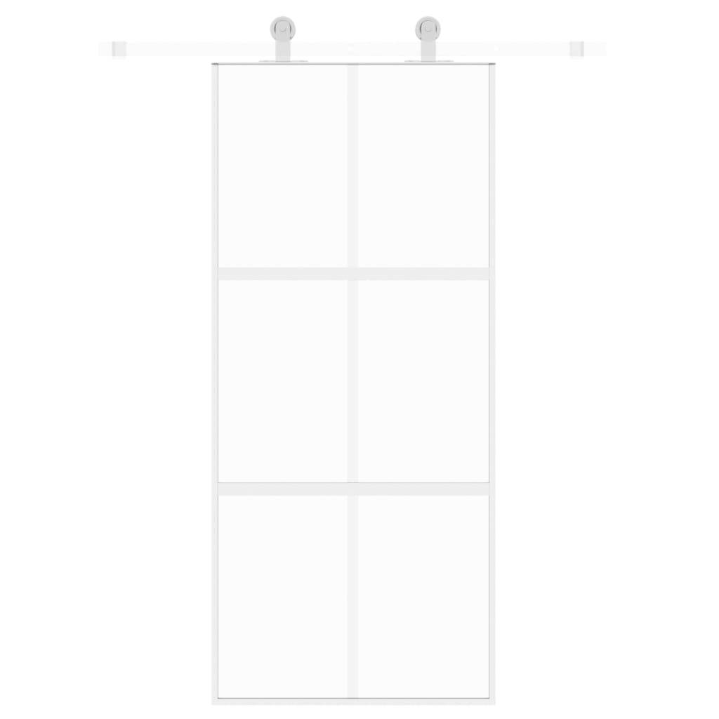 vidaXL Schiebetür Weiß 90x205 cm Hartglas und Aluminium