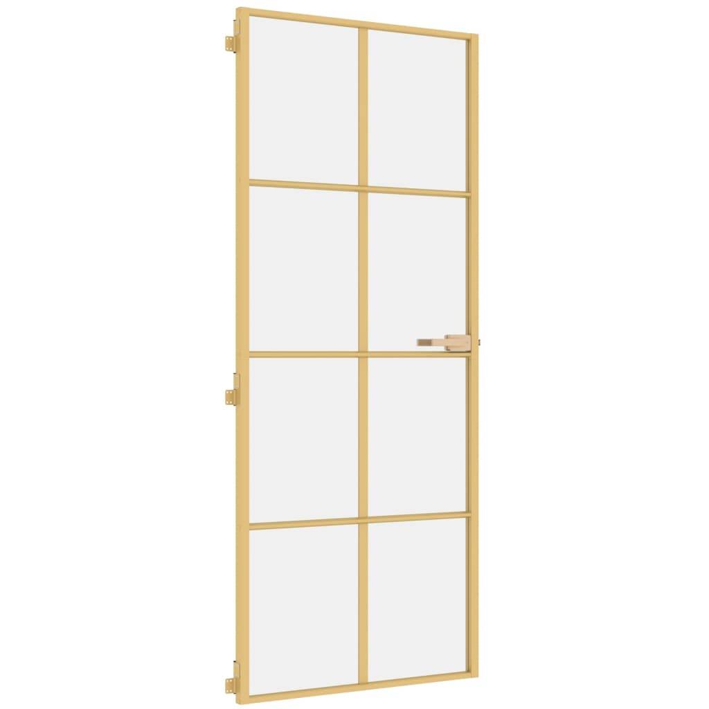 vidaXL Innentür Schlank Golden 83x201,5 cm Hartglas und Aluminium