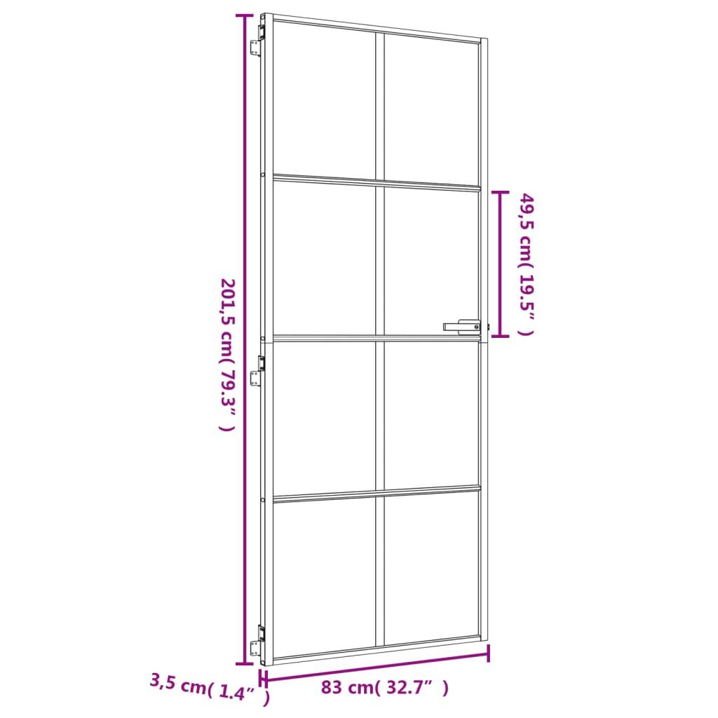 vidaXL Innentür Schlank Golden 83x201,5 cm Hartglas und Aluminium
